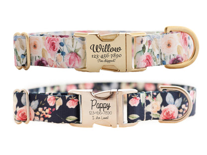 Watercolor Floral Dog Collar for Girls