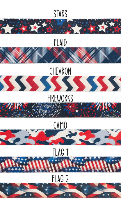 Personalized Red, White and Blue Patriotic Dog Collar for Boy and Girl Dogs