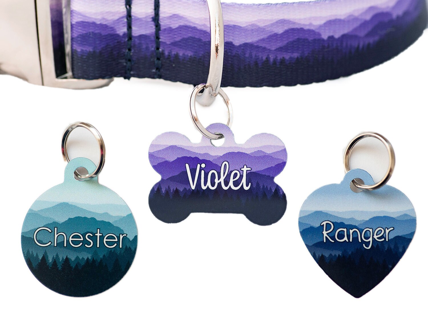 Double-sided Dog ID tag, Mountain Range