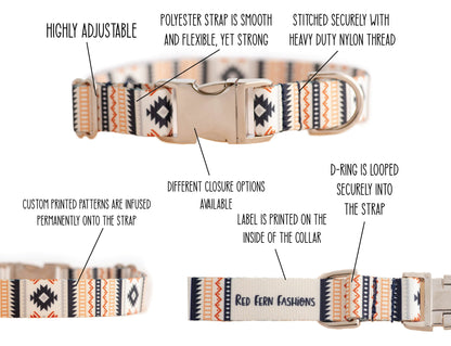 Tribal Dog Collar Southwest Style for Boy or Girl Dogs