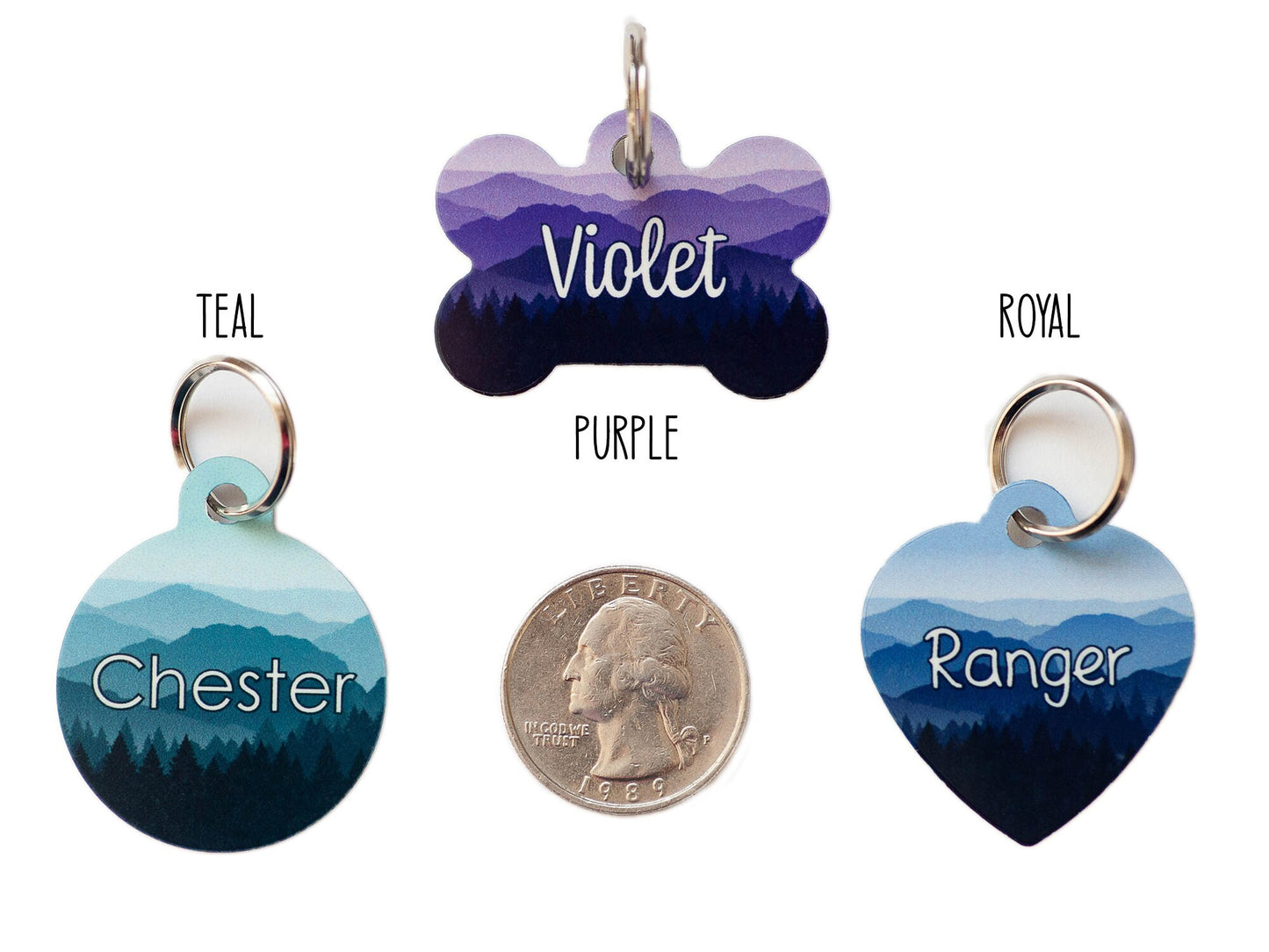 Double-sided Dog ID tag, Mountain Range