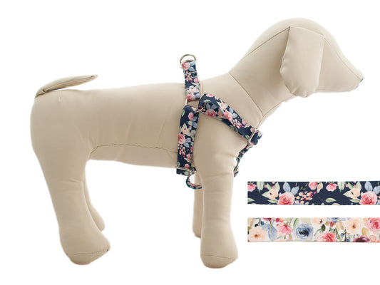 Watercolor Roses Dog Harness for Girls