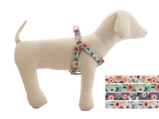 Modern Floral Print Dog Harness for Girls