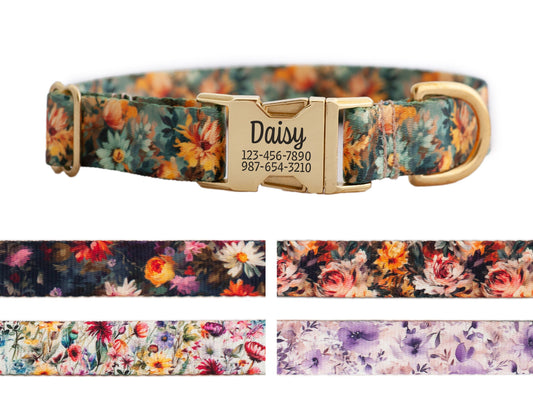 Wildflowers Personalized Dog Collar for Girls